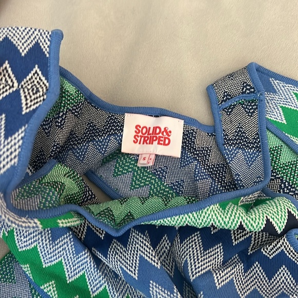 NWOT Solid & Striped “Bailey” Dress in Blue & Green Chevron - Picture 3 of 4